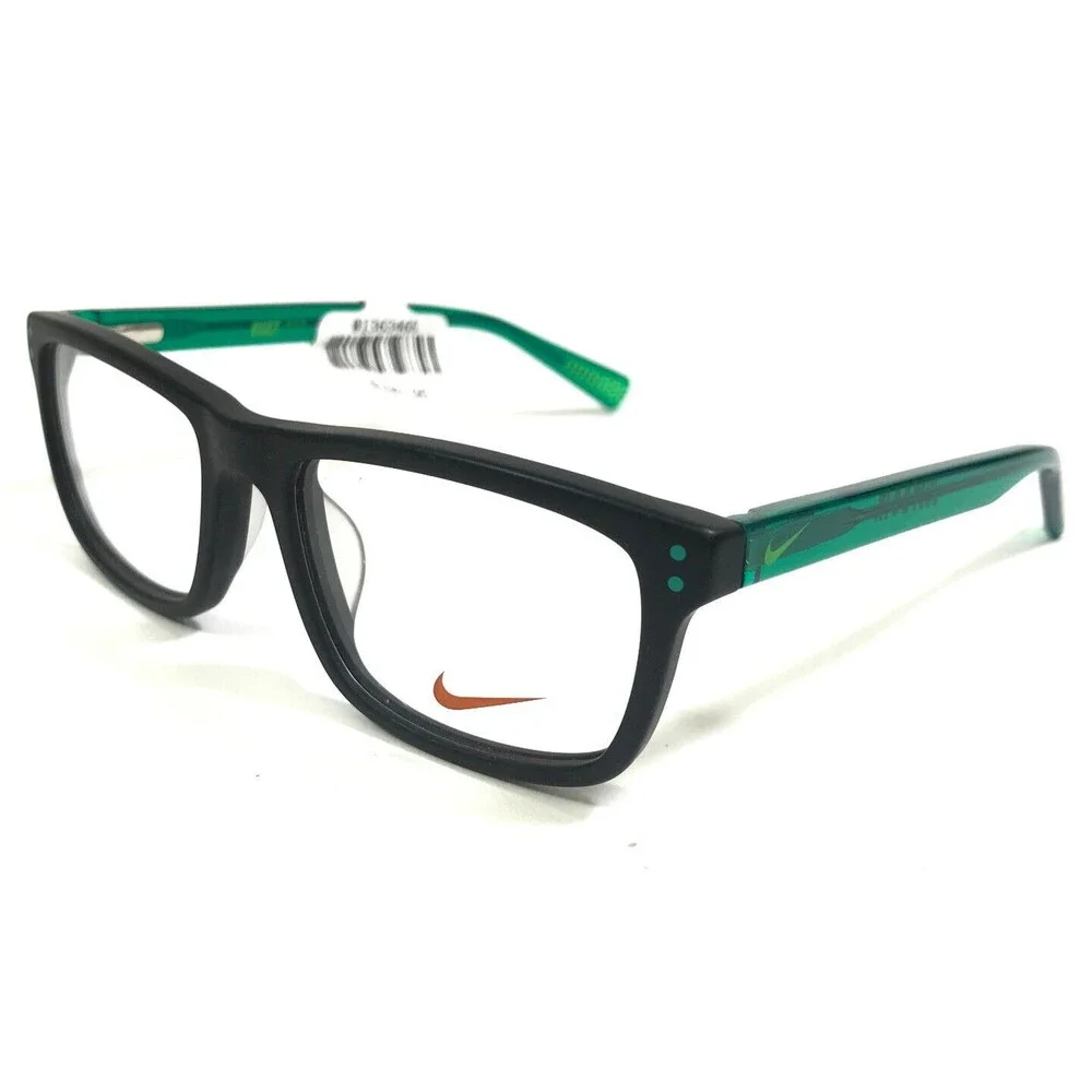 Nike Kids Eyeglasses Frames 5536 001 Black Clear Green Rectangular 46-15-125